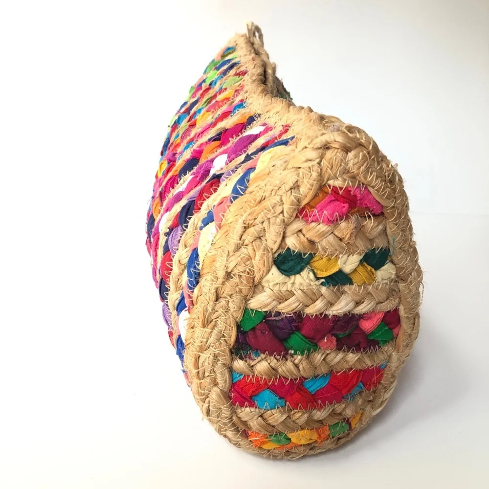 Multicolor Straw Summer Bag Shiraleah Jute Tassel Clutch Boho Chic Hippie